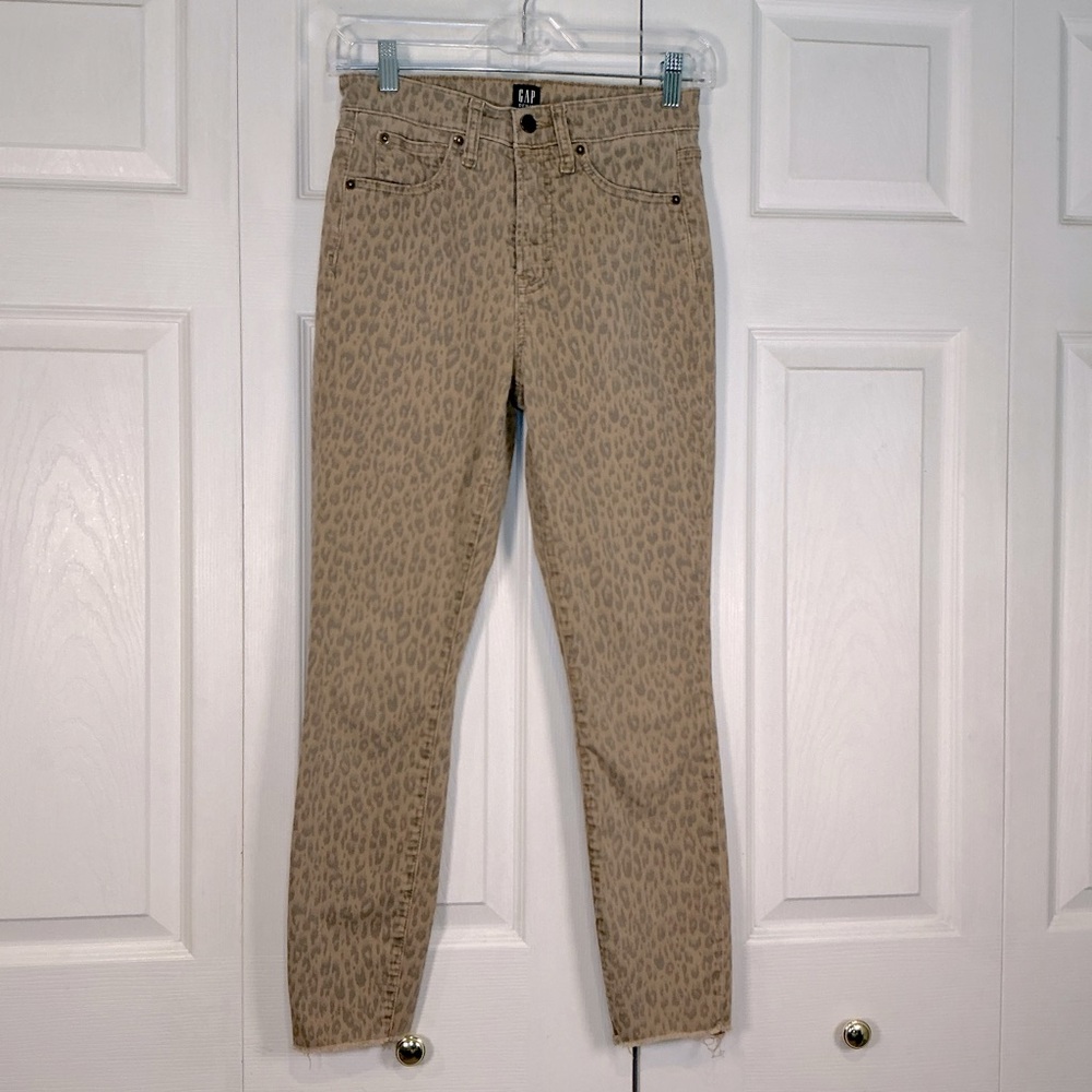 🩷 Gap Tue Skinny Animal Print Cropped / Ankle Denim Jeans - 2 / 26 (01371)